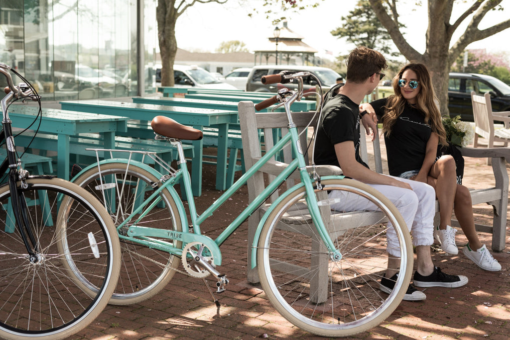 Tribe Bicycle Co City Series Omafiets Cruiser Bike Champagne Dutch Bike Turquoise Billie Carroll Knowlita